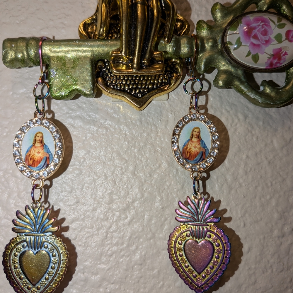 Colorful Religious Dangle Earrings